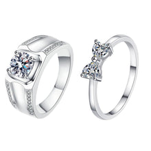 Engravable Unique Moissanite Butterfly Promise Rings Sets In Sterling Silver - CoupleSets