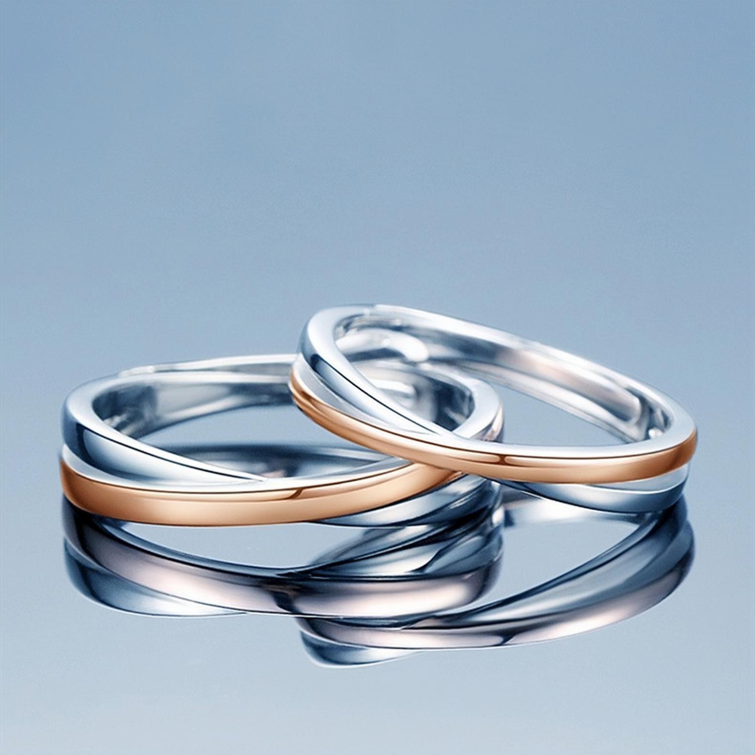 Adjustable Matching Infinity Couple Promise Rings In Sterling Silver ...