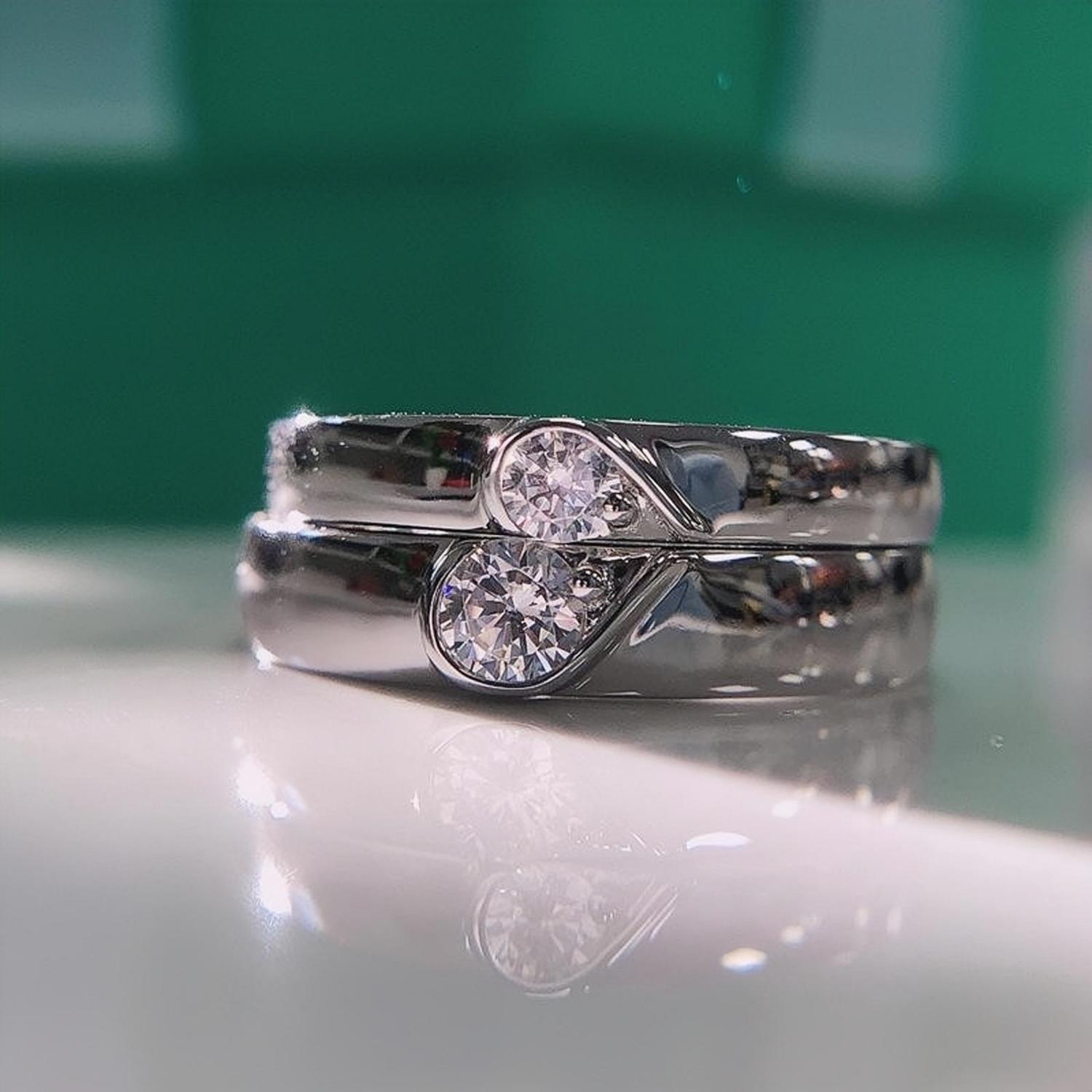 Beautiful Matching Rings Engravable Matching Heart Promise Rings Sets In Sterling Silver ...