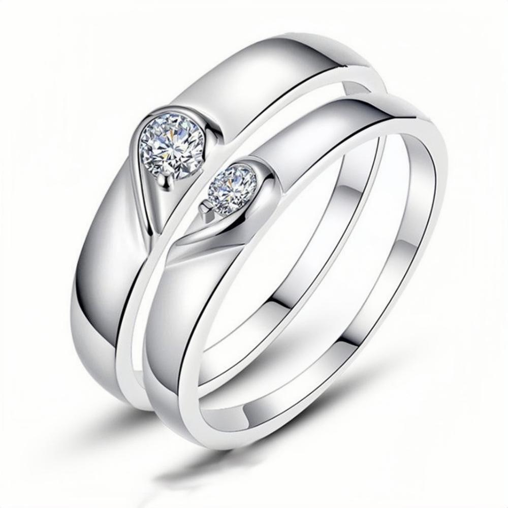Engravable Matching Heart Promise Rings Sets In Sterling Silver ...