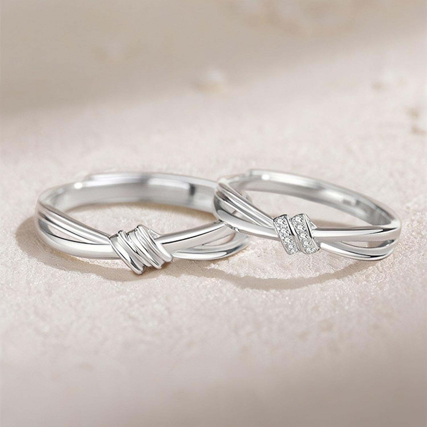 Engravable Infinity Knot Matching Promise Rings Sets In Sterling Silver - CoupleSets