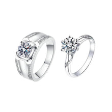 Engravable Matching Moissanite Wedding Band Sets In Sterling Silver - CoupleSets