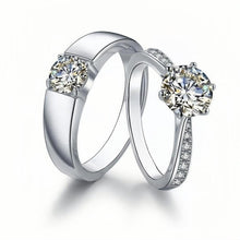 Engravable Matching Moissanite Wedding Rings In Sterling Silver - CoupleSets