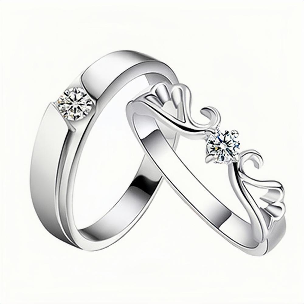 Engravable My Angel Matching Wedding Rings For Couples In Sterling Silver - CoupleSets