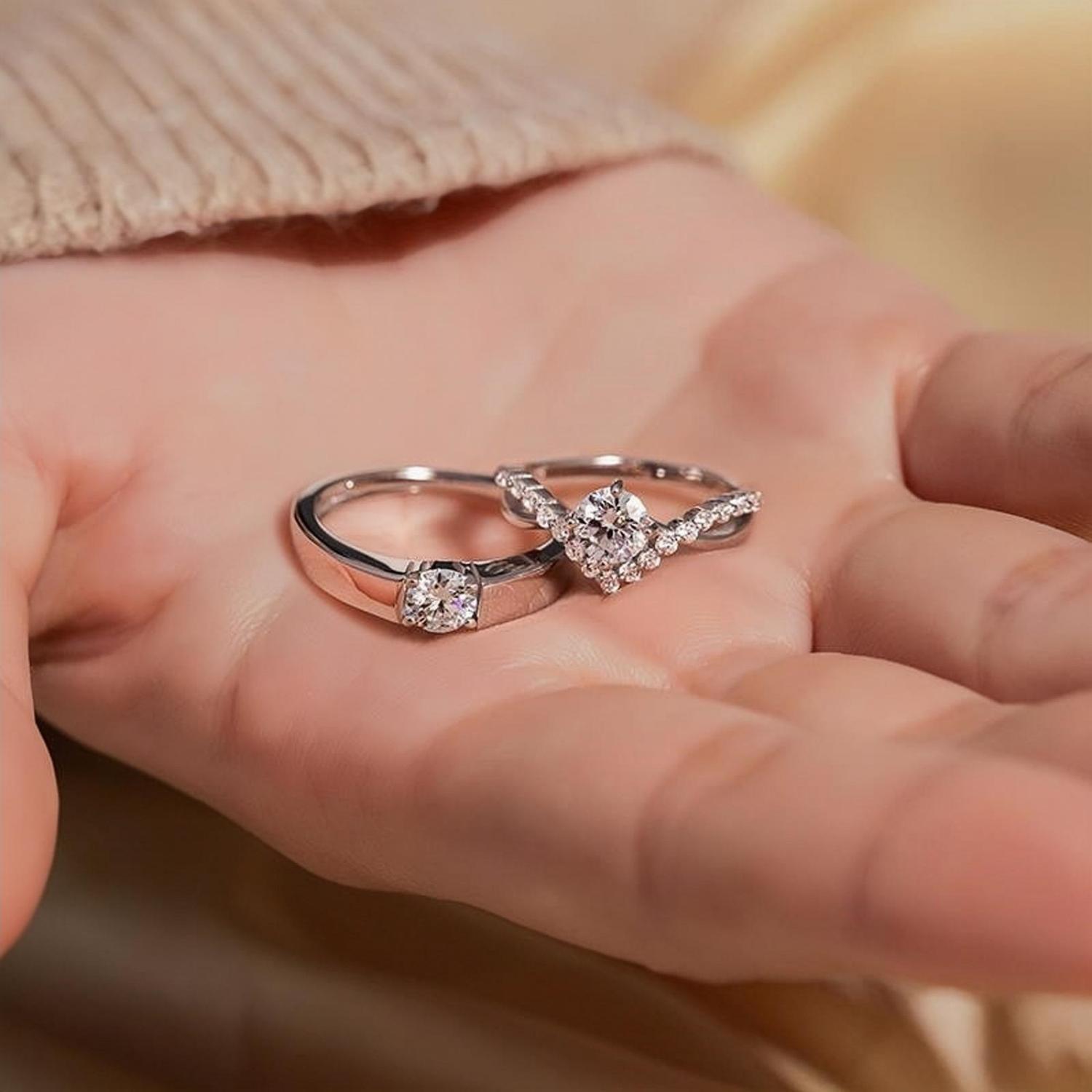 Forever My Queen Matching Moissanite Wedding Rings Sets In Sterling Silver - CoupleSets