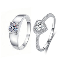 Engravable Heart Moissanite Promise Rings For Couples In Sterling Silver - CoupleSets