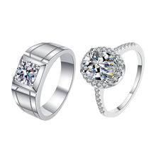 Engravable Cluster Moissanite Promise Rings For Couples In Sterling Silver - CoupleSets