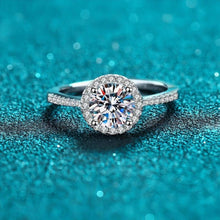 Engravable Cluster Moissanite Promise Rings Sets In Sterling Silver - CoupleSets