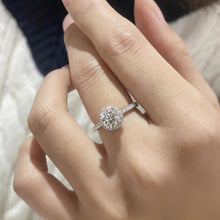 Engravable Cluster Moissanite Promise Rings Sets In Sterling Silver - CoupleSets
