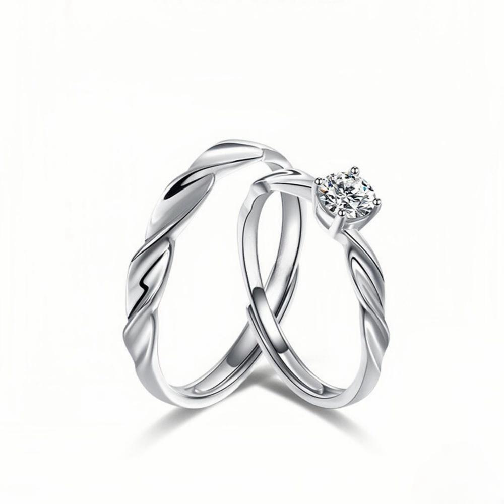 Adjustable Infinity Promise Rings Sets In Sterling Silver - CoupleSets