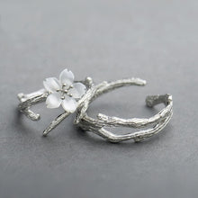 Adjustable Cherry Blossom Promise Rings For Couple In Sterling Silver - CoupleSets
