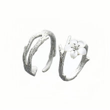 Adjustable Cherry Blossom Promise Rings For Couple In Sterling Silver - CoupleSets