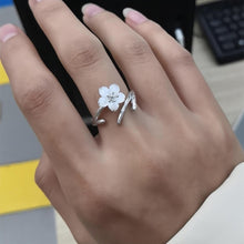 Adjustable Cherry Blossom Promise Rings For Couple In Sterling Silver - CoupleSets