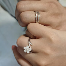 Adjustable Cherry Blossom Promise Rings For Couple In Sterling Silver - CoupleSets