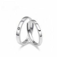 Adjustable Simple Sun And Moon Couple Rings In Sterling Silver - CoupleSets