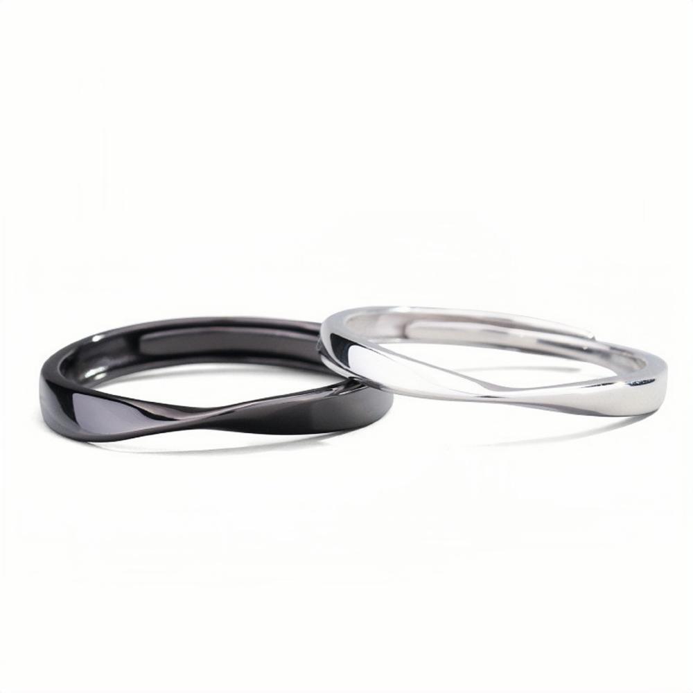 Adjustable Day And Night Infinity Love Couple Rings In Sterling Silver - CoupleSets