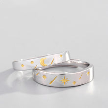 Adjustable I Love You To The Moon And Back Couple Rings In Sterling Silver - CoupleSets