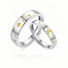 Adjustable I Love You To The Moon And Back Couple Rings In Sterling Silver - CoupleSets