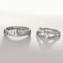 Adjustable Princess And Knight Promise Rings Sets In Sterling Silver - CoupleSets