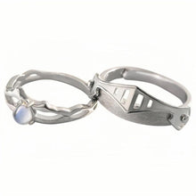 Adjustable Princess And Knight Promise Rings Sets In Sterling Silver - CoupleSets