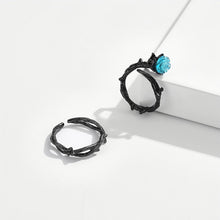Adjustable Unique Black Thorns And Roses Couple Rings In Sterling Silver - CoupleSets