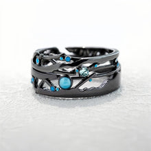 Adjustable Black Matching Unique Couple Rings Set In Sterling Silver - CoupleSets