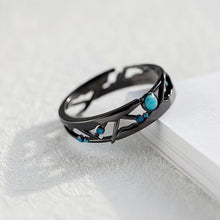 Adjustable Black Matching Unique Couple Rings Set In Sterling Silver - CoupleSets