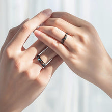 Adjustable Black Matching Unique Couple Rings Set In Sterling Silver - CoupleSets