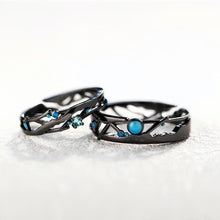 Adjustable Black Matching Unique Couple Rings Set In Sterling Silver - CoupleSets