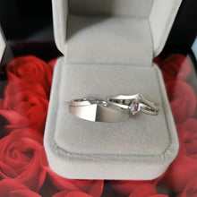 Adjustable Frosted Princess And Knight Promise Rings Sets In Sterling Silver - CoupleSets