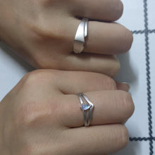 Adjustable Frosted Princess And Knight Promise Rings Sets In Sterling Silver - CoupleSets