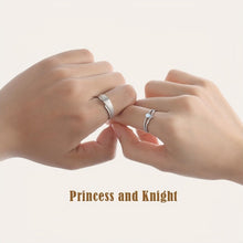 Adjustable Frosted Princess And Knight Promise Rings Sets In Sterling Silver - CoupleSets