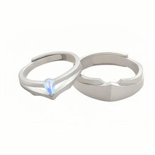 Adjustable Frosted Princess And Knight Promise Rings Sets In Sterling Silver - CoupleSets