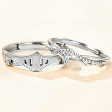 Adjustable Matching Princess And Knight Promise Rings Sets In Sterling Silver - CoupleSets