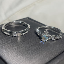 Adjustable Crown Matching Moonstone Promise Rings Sets In Sterling Silver - CoupleSets