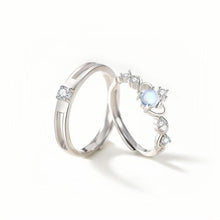 Adjustable Crown Matching Moonstone Promise Rings Sets In Sterling Silver - CoupleSets