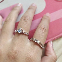 Adjustable Crown Matching Moonstone Promise Rings Sets In Sterling Silver - CoupleSets