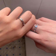 Adjustable Crown Matching Moonstone Promise Rings Sets In Sterling Silver - CoupleSets
