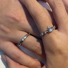 Adjustable Crown Matching Moonstone Promise Rings Sets In Sterling Silver - CoupleSets