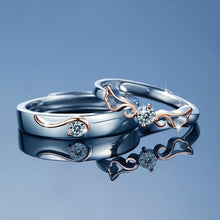 Adjustable Guardian Angel Moissanite Promise Rings Sets In Sterling Silver - CoupleSets