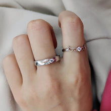 Adjustable Guardian Angel Moissanite Promise Rings Sets In Sterling Silver - CoupleSets