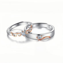 Adjustable Guardian Angel Moissanite Promise Rings Sets In Sterling Silver - CoupleSets