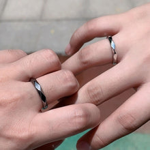 Adjustable Day And Night Rhombic Couple Promise Rings In Sterling Silver - CoupleSets