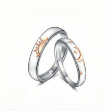 Adjustable Sun And Moon Promise Rings For Couples In Sterling Silver - CoupleSets