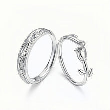 Adjustable Thorn And Rose Matching Couple Rings In Sterling Silver - CoupleSets