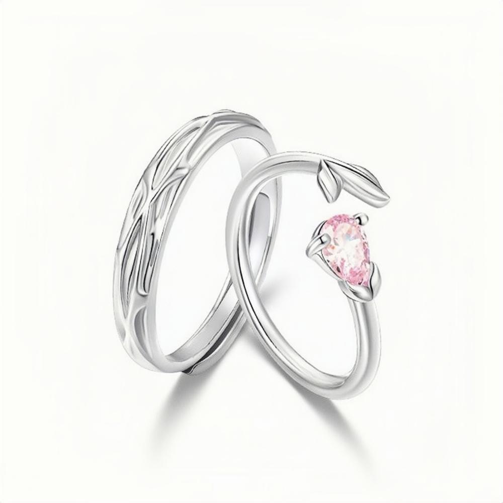 Adjustable My Rose Promise Rings For Couples In Sterling Silver - CoupleSets