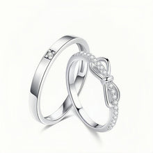 Adjustable Infinity Love Promise Rings Sets In Sterling Silver - CoupleSets