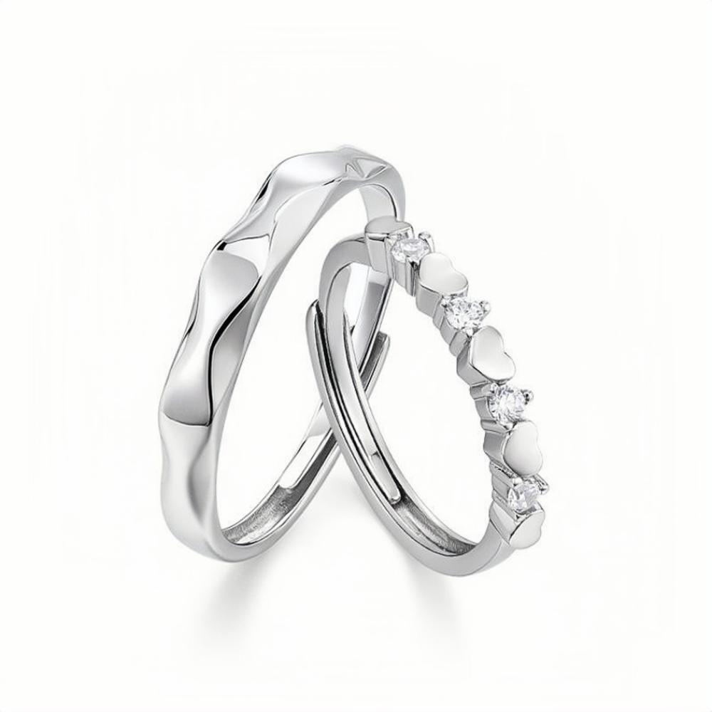 Adjustable Infinity Love Matching Heart Promise Rings Sets In Sterling Silver - CoupleSets