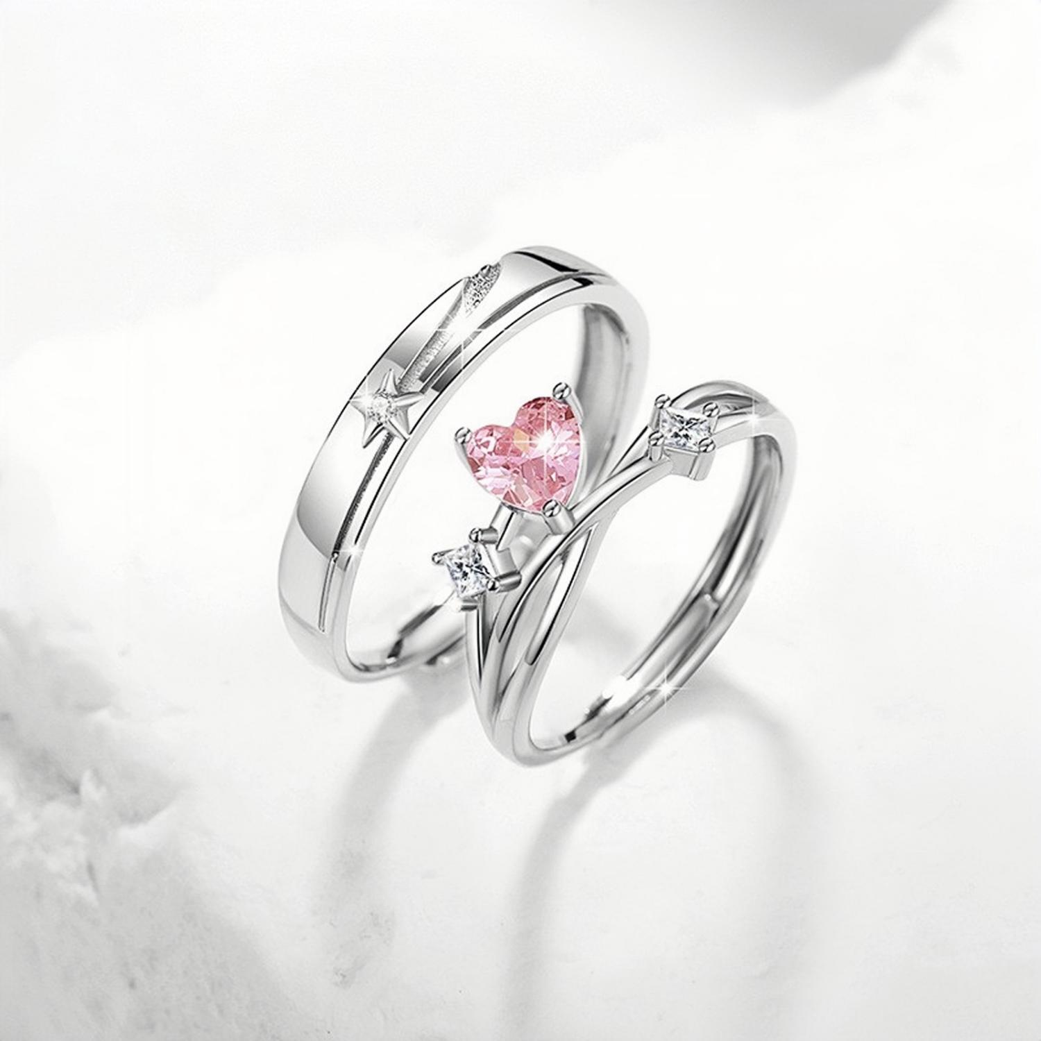 Adjustable Heartbeat Infinity Promise Rings For Couples In Sterling Silver - CoupleSets