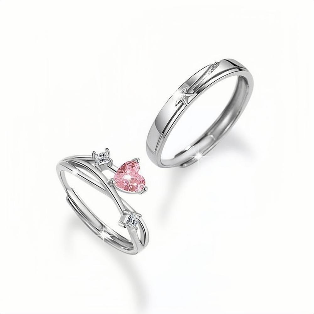 Adjustable Heartbeat Infinity Promise Rings For Couples In Sterling Silver - CoupleSets